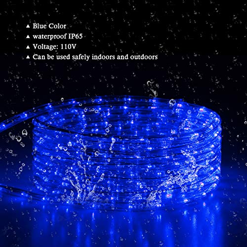 Buyagn 100Ft Blue Led Rope Lights, Outdoor String Lights Waterproof Decorative Lighting For Indoor/Outdoor, Camper Lights For Outside, Deck, Patio, Eaves, Backyards Garden, Christmas Decorations #TOP1