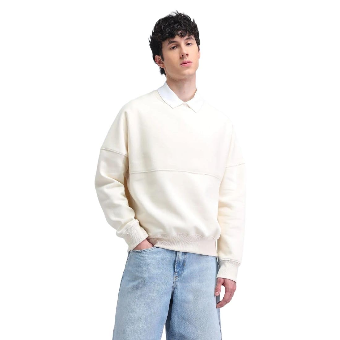 flying machine Men's Oversized Fit Sweatshirt| Solid-picture-31