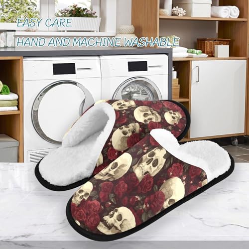 Spiders Retro Red Rose Slippers For Women Men Soft Memory Foam Non-Slip Halloween Winter Indoor House Shoes Travel Slipper3