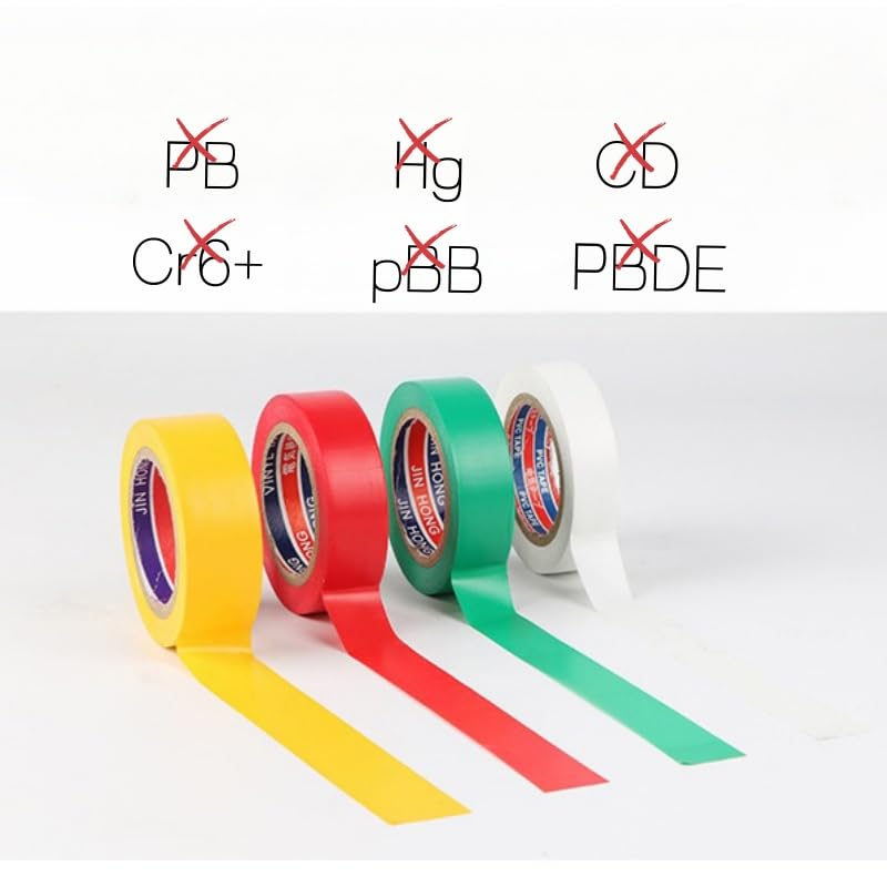 1PC Flame-Retardant Electrical Tape 600V/2000V - 0.13mm Self-Fusing PVC Insulation for Wiring/Circuit, No Chemical Hazard Tape (18mm Width, Yellow/Red/Green/White/Black)​, White, 20M