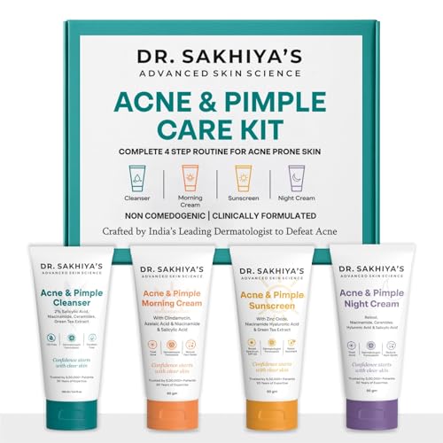 Image of Dr. Sakhiya's 4-Step Acne & Pimple Kit for Oily & Acne-Prone Skin