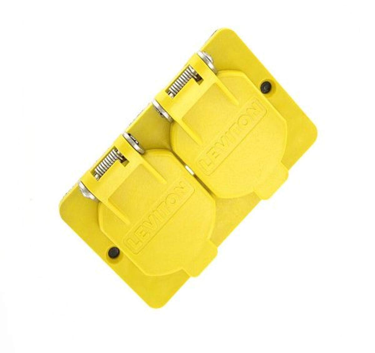 Plaque Leviton 3056-Y jaune à clapet pour prise duplex étanche