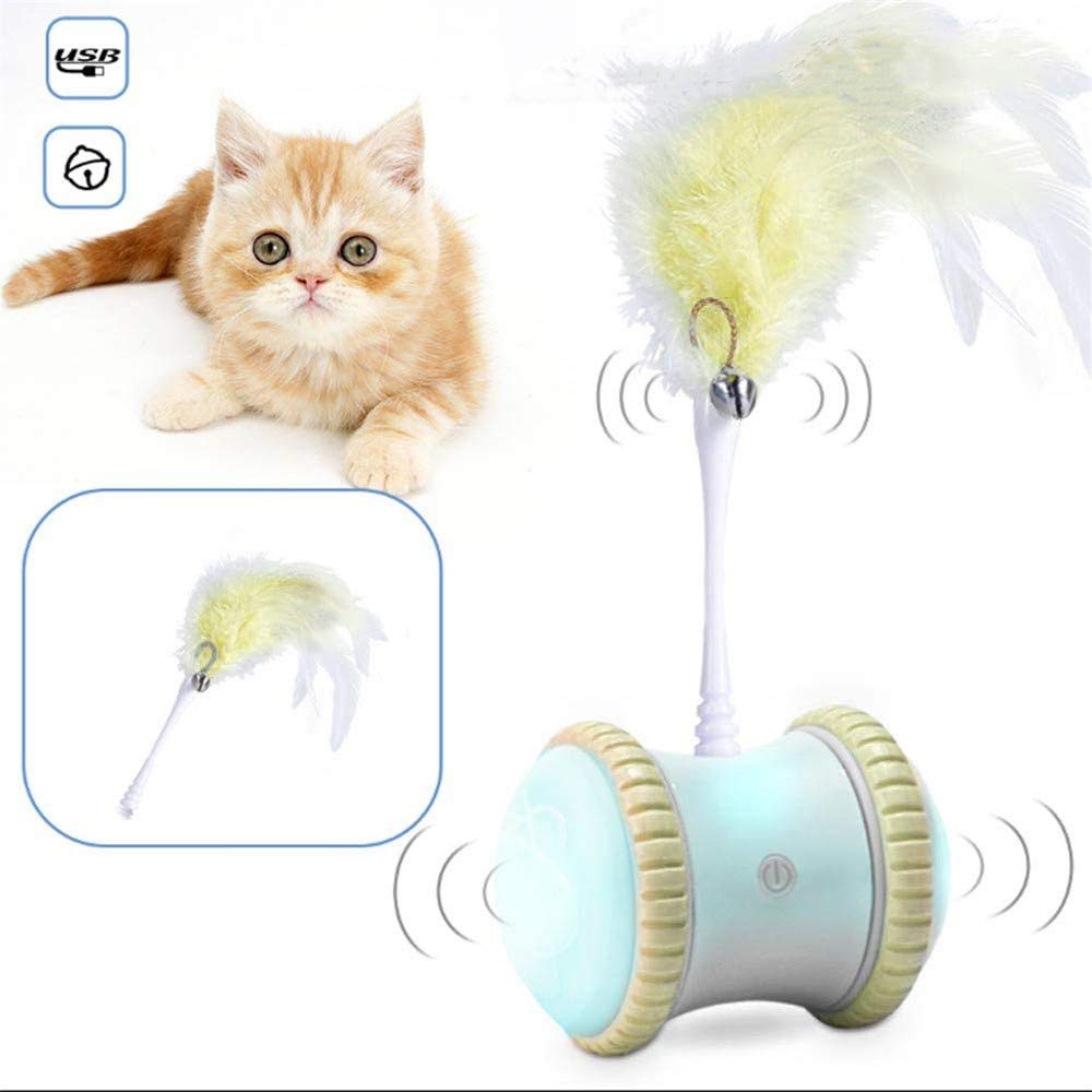 Jouets Lumineux LED à Rotation Automatique à 360 Degrés, Mouvements Automatiques Et Irréguliers pour Chatons/Chats, Chargement USB Amélioré A