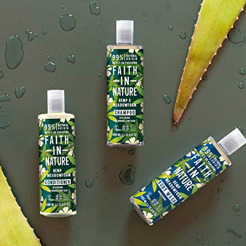 Faith In Nature Natural Hemp & Medowfoam Conditioner, Restoring, Vegan & Cruelty Free, No SLS or Parabens, For Normal to Dry Hair, 400ml - Image 3