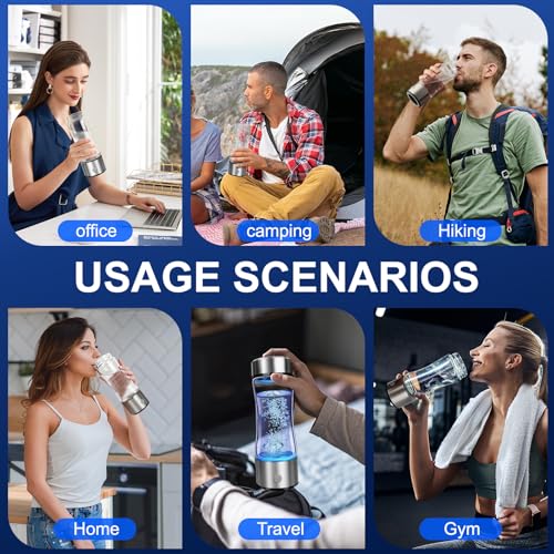 Hydrogen Water Bottle 3 in 1 Health Hydrogen Water Bottle Generator 4000 PPB Glass Hydrogen Water Ionizer Machine for Office Travel - Image 4