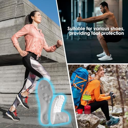 Image of 4D Cloud Steppers Insoles for Men and Women - Shock Absorption Inserts, Soft Anti-Fatigue, Memory Foam Insoles for Shoes, Boots & Sneakers (Gray, Men: US 4-7 / Women: US 5-8.5)