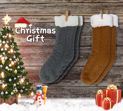 Image of BenSorts Women Winter Thick Slipper Socks with Grippers Warm Fuzzy Socks