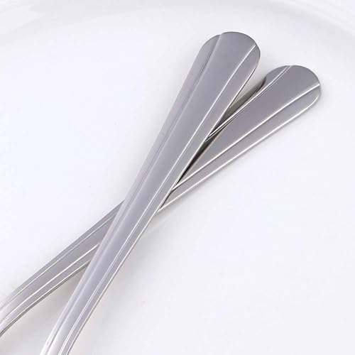 Miniatura 6 de MINGYU Juego de 12 cucharas de acero inoxidable, elegantes cucharas plateadas para sopa de mesa, cuchara de titanio de 7 pulgadas, juegos de