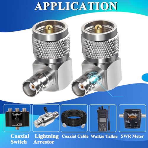 TUOLNK 2PCS UHF PL259 BNC conector ángulo 90 grados miniatura 4