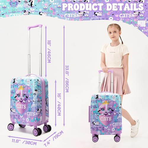Image of Kids Suitcase Set for Girls Hardside Luggage with Spinner Wheels 5 Piece 16inch Toddler Suitcase for Girls Travel Carry on Luggage Airline Approved