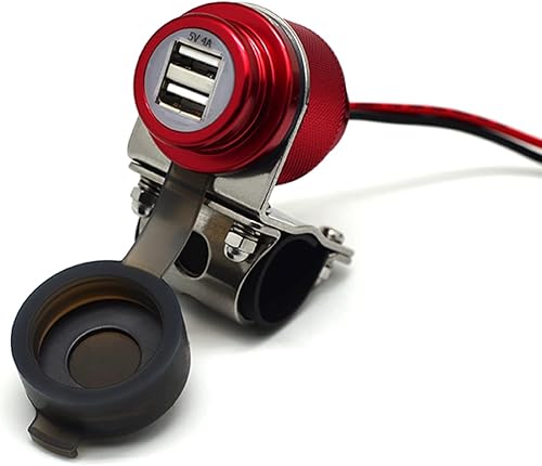 Miniatura 9 de Cliff Top Cargador USB para motocicleta, impermeable, doble puerto USB 4A, 20 W, aluminio, con interruptor de alimentación magnético, resistente