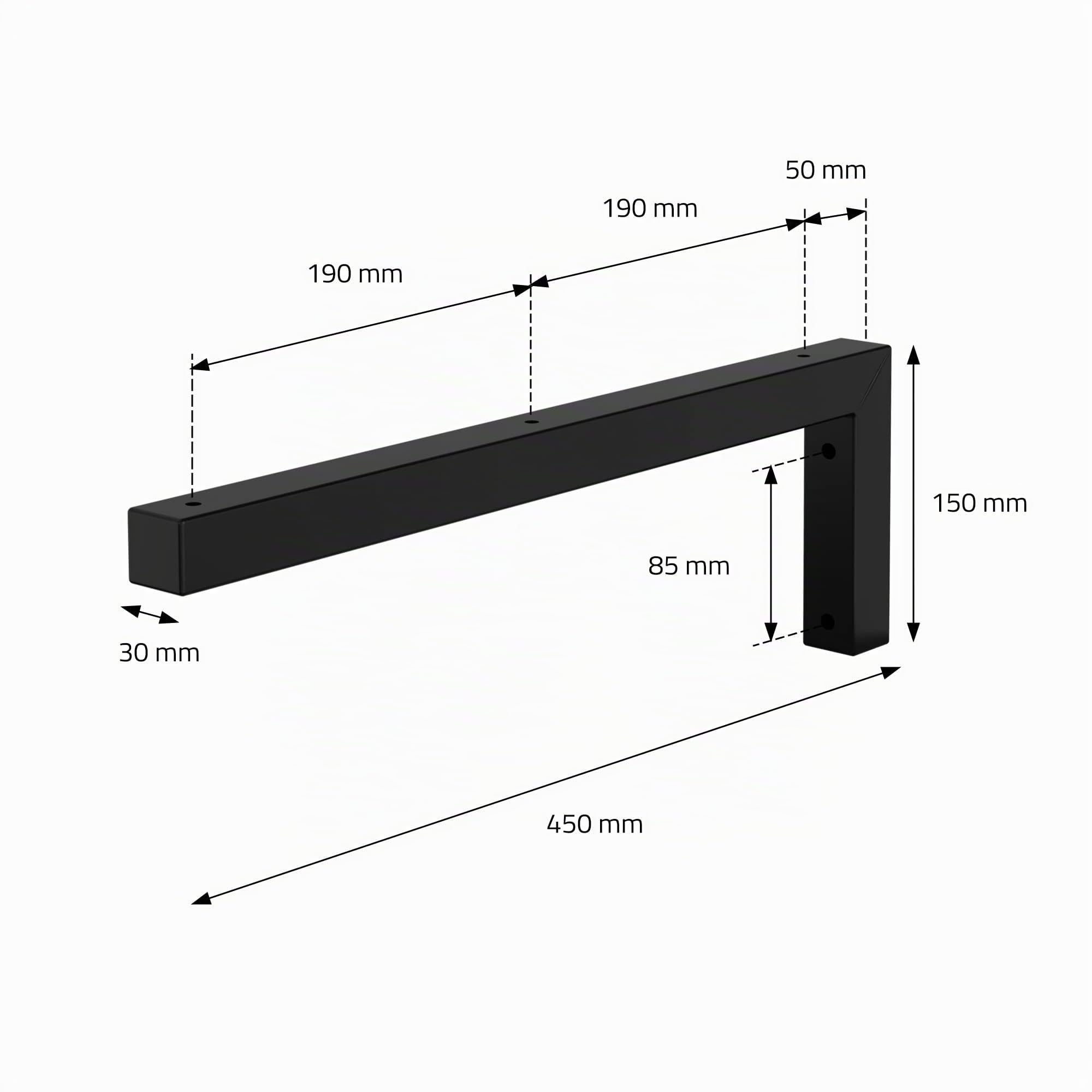 ML-Design Set di 2 Staffe a Muro Design ad L 450 x 150 mm in Acciaio Nero Supporti per Scaffali Aperti Mensole Telaio Lavabo Bagno Scrivania Mobili Reggimensola da Parete incl. Materiale di Montaggio