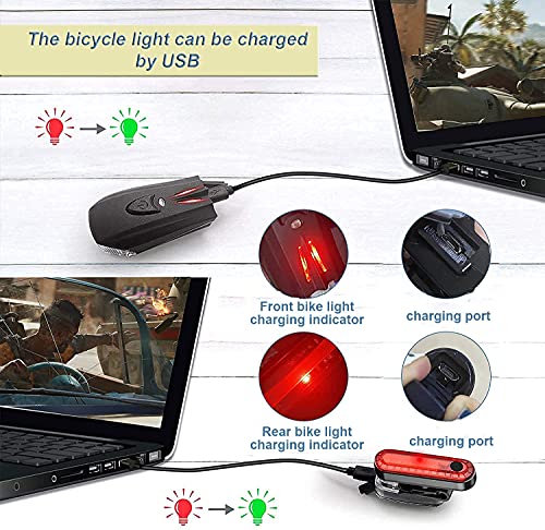 Ozvavzk Lampe Velo LED, Ensemble Lumière Vélo Rechargeable Avant Arrière 5 Modes de Luminosité éclairage Forme de Voiture de Sport USB Antichoc Impermeable VTT Cycliste Poussette - Image 7