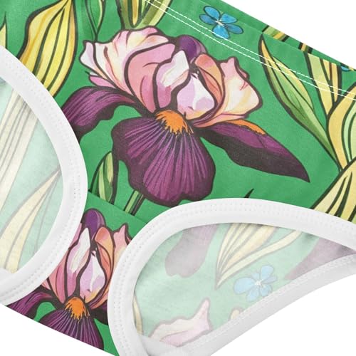 Cotton Toddler Girls Underwear Irises Pink Purple Green Little Girl Panties Cartoon Briefs Undies Kids 2t4