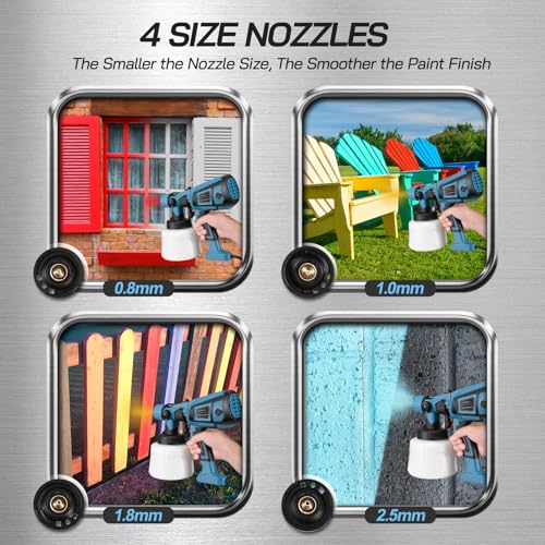 Sunowl Paint Sprayer, 800W HVLP Electric Spray Gun with 1400ML Container 4 Nozzles and 3 Patterns, Paint Sprayer for Walls and Ceilings, Home Interior and Exterior, Fence 4 Sunowl Paint Sprayer, 800W HVLP Electric Spray Gun with 1400ML Container 4 Nozzles and 3 Patterns, Paint Sprayer for Walls and Ceilings, Home Interior and Exterior, Fence - Image 4