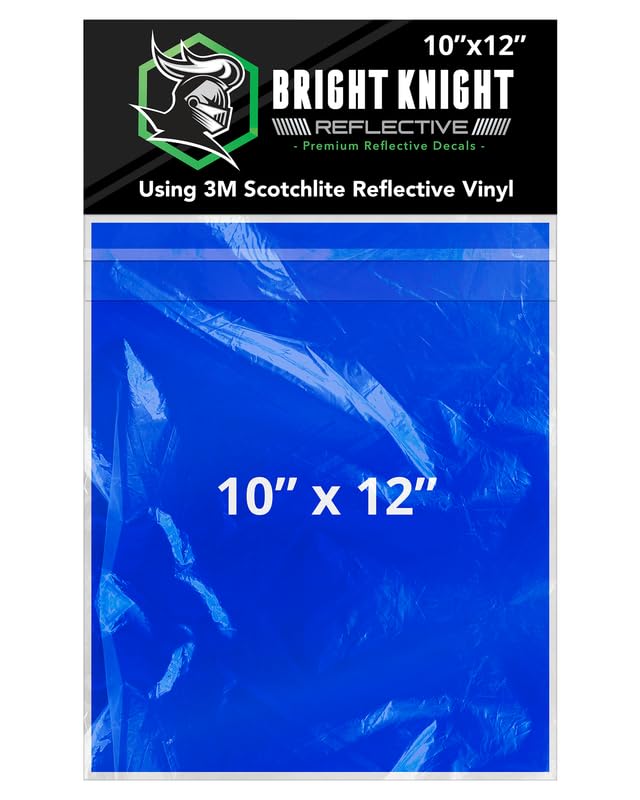 Image of Bright Knight Decals Blue 3M Reflective Tape - 10x12 Flat Sheet Vinyl Motorcycle Helmet Stickers, Waterproof Safety Vinyl Wrap, Reflective Stickers for Helmet, Hard Hats, Cars, Bikes & Rims