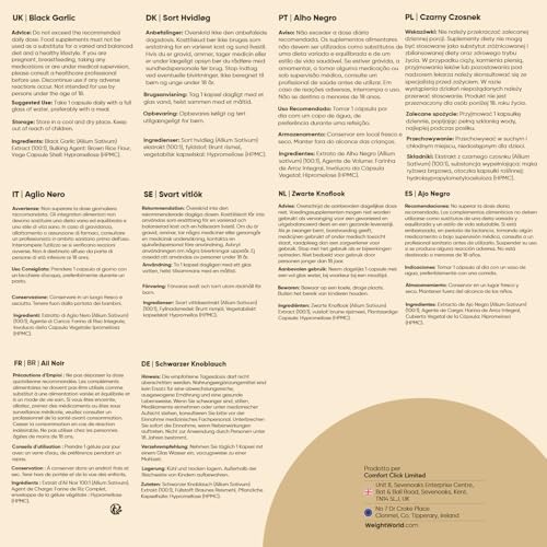 Aglio Nero Fermentato 15000mg per Capsula (6 Mesi) Senza Magnesio Stearato Estratto di Aglio 20:1, 180 Aglio Nero Capsule Inodore, S-Allylcysteine e Polifenoli, Allicina Integratore di Aglio Capsule - 7