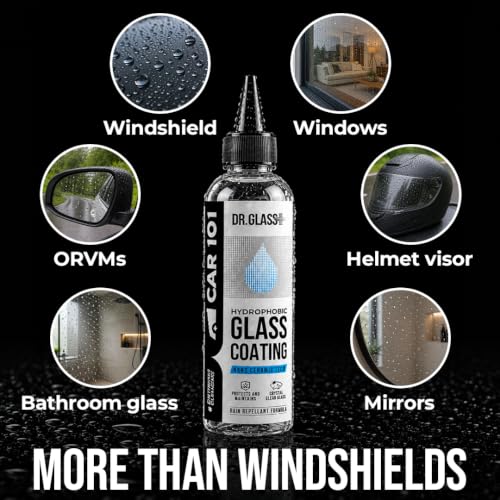 Image of CAR101 Dr Glass Hydrophobic Glass Coating | Water Repellent for Car Windshield & Windows | Provides Crystal Clear Visibility | Long Lasting Effect | Improves Vision in Heavy Rain | Ideal for Monsoon