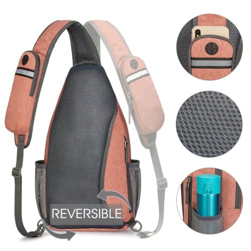 Image of G4Free Sling Bag for Men Women, RFID Blocking Crossbody Bag, Daily, Travel | Durable Polyester Fabric, 10L, Perfect for work, shopping, weekend outings, Hiking, Reversible Shoulder Strap (Light Orange)