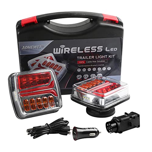 AOHEWEI Luces traseras inalámbricas para remolque Luces traseras LED magnéticas para camión Sin cable 12V/24V Aprobado por ECE con enchufe de 7 pines para remolque, camión, caravana o camión Cover