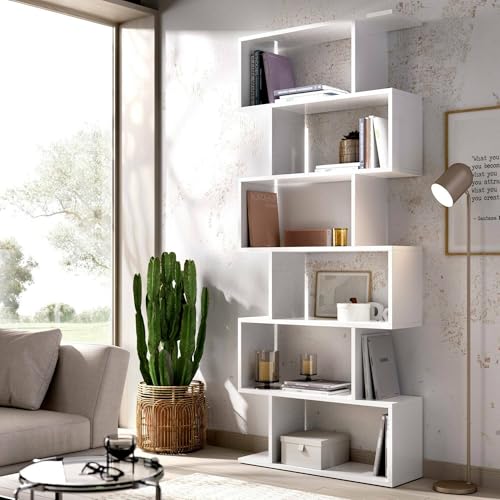 STRUTTURA E UTILIZZO - Mobile porta libri multiuso lineare sviluppata in verticale con sei scomparti aperti - Grazie alla sua struttura multifunzione dotata di ripiani e mensole, è possibile posizionare sugli scaffali libri, documenti o oggetti decorativi a seconda delle esigenze - Questa libreria salvaspazio è moderna e perfetta da posizionare in ambienti con esigenze di spazio - Articolo d'arredamento perfetto per arredare salotto, camera, stanza dei bambini, ufficio o studio casalingo