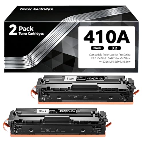 Image of 410A Black Toner Cartridges with Chip Replacement for HP 410A 410X Toner Color Laser Jet Pro MFP M477fnw Toner M477fdw M477fdn M452dn M452nw M477 M377 Printer 2 Pack