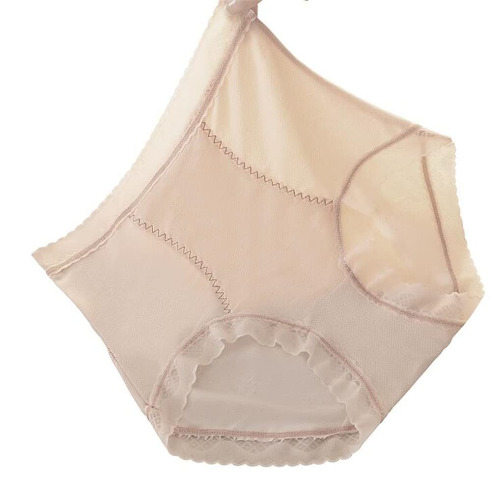 Paquete de 5 Ropa Interior de Mujer Modal de Cintura Alta de Seda Fina de Verano de Encaje Sexy para el Vientre