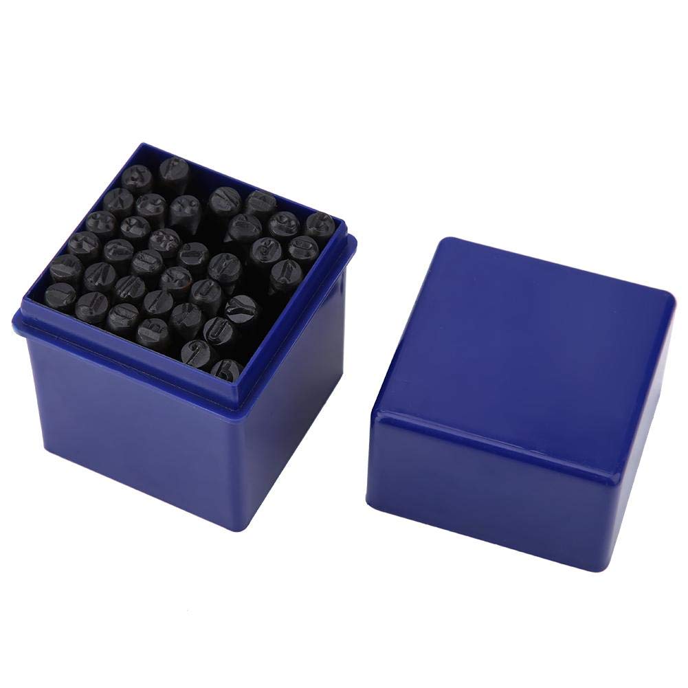 Metal Stamp Set, 36Pcs Carbon Steel Letter Number Punch Tool Kit for Leather Wood Metal Crafting, 5mm Stamp Die with Storage Box for DIY Jewelry Industrial Marking