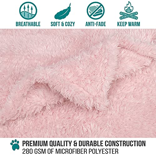 Image of PetAmi Dog Blanket for Small Dogs Pink, Fluffy Soft Puppy Blanket, Sherpa Fleece Cat Blanket for Kitten Doggie, Calming Pet Blanket Throw for Couch Sofa Bed Washable, Small 24x32