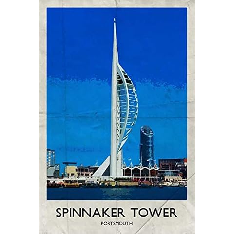Portsmouth Spinnaker Tower Retro Poster Greeting Card Cover