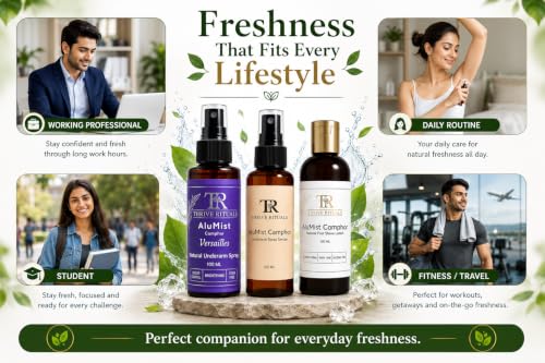 Image of AluMist Family Care Value Pack | Camphor Underarm Spray Serum + Versailles Natural Underarm Spray + Camphor Post Shave Lotion | Daily Freshness Combo | 100ml Each | Pack of 3