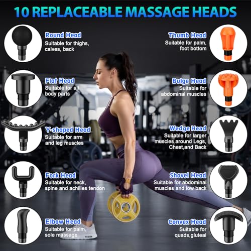 TOLOCO Massage Gun, Muscle Massage Gun Deep Tissue for Athletes with 10 Massage Heads, Electric Percussion Massager for Any Pain Relief, Fathers Day Dad Gifts, Silver - Image 5