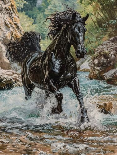 Diamond Painting Cheval Idée Cadeau Femme | Kit Complet Point de Croix Strass