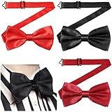 FNANJWQ 3 Pcs Men's Solid Color Bow Tie Adjustable Bowtie for Men Elegant People Essential Bowties for Men's Black Classic Tuxedo Party Wedding Formal Occasions
