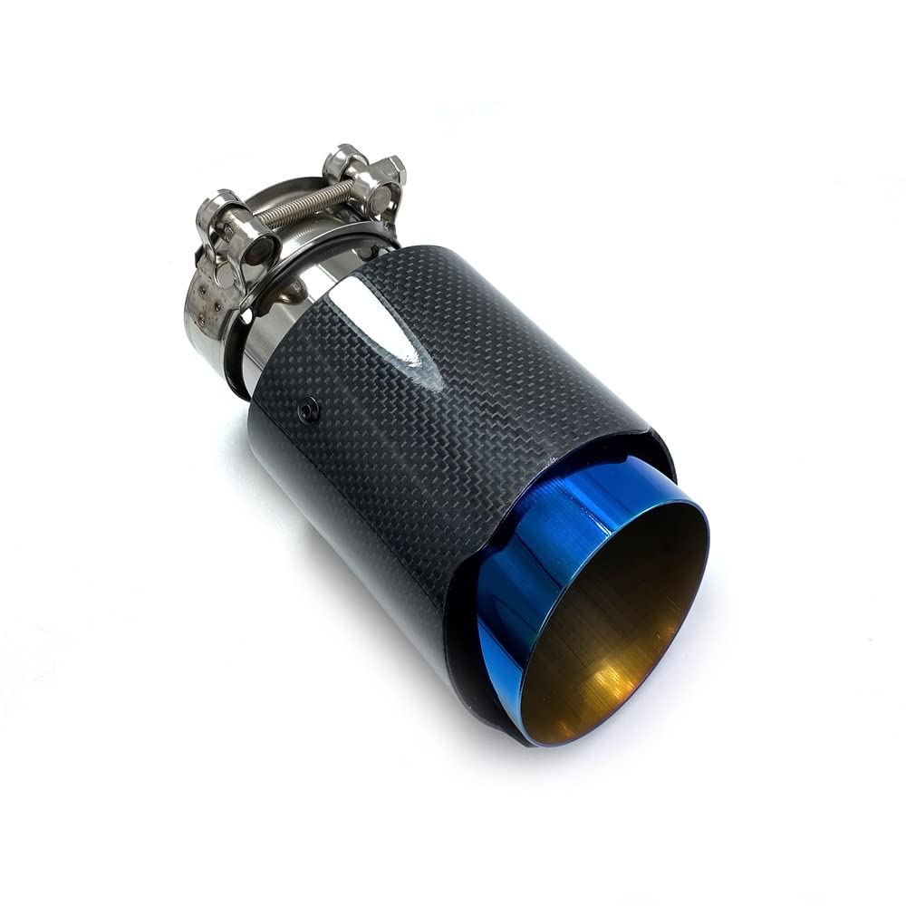 Tubo De Escape Coche PC 1 Tubo de escape de coches Tubería de cola de carbono brillante Acero de acero inoxidable azul Silenciador recto con uso de ajuste for BMW F30 Cola Escape De Sonido