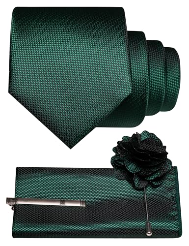 Image of JEMYGINS Mens Tie and Lapel Pin with Pocket Square Tie Clip Sets for Casual and Business 4PCS