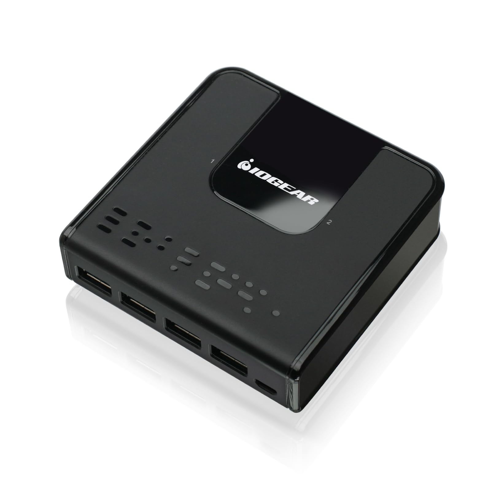 IOGEAR USB 3.0 Switch 2 Entradas y 4 Salidas Conmutador USB 3.0 con Indicadore LED incluye 2 Cables USB B a USB A Control Remoto Compatible con PC Mac