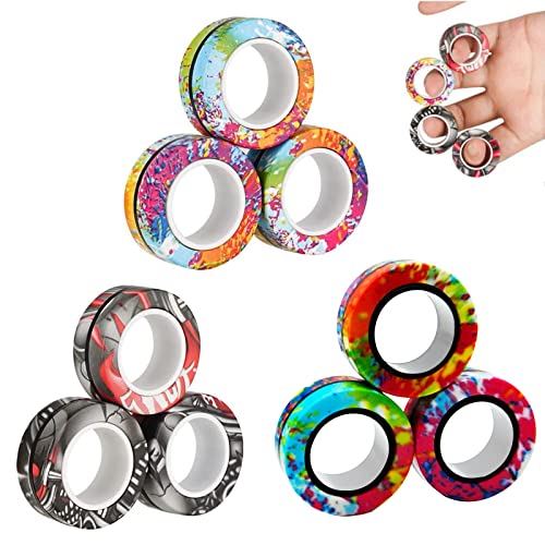 18Pcs Magnetic Rings Fidget Toys Spinner Set Prizes for Kids Classroom Party Favors,Finger Magnet Rings Endless Hours of Fun ADHD Stress Relief Fidget Spinners for Birthday Adults by RURING - Image 7
