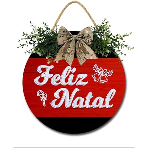 Weytff Feliz Natal Signs for Home Decor Christmas Porch Sign Xmas Merry Sign 12 Inch Farmhouse Porch Living Room Decor Wooden Wall Holiday Decorations Christmas Party Cover
