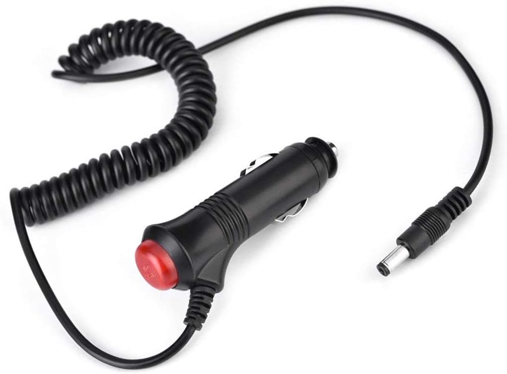 DC 5.5x2.1mm Car Charger 12V 12-Volt 24V 24-Volt Cigarette Lighter Power Supply Adapter Charger Cable with Switch Button for Car Truck Bus RV