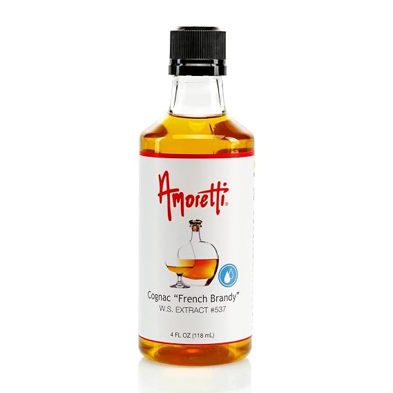 Amoretti - Cognac French Brandy Extract 88% alc. Water Soluble 2 oz - Highly Concentrated & Perfect For Pastry, Savory, Brewing, and more, Preservative Free, Vegan, Kosher Pareve, Keto Friendly