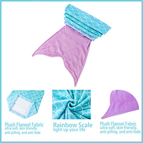 Ribands Home Mermaid Tail Wearable Blanket 2023New Cozy Mermaid Tail Blanket For Kids And Teens Soft Flannel Fleece Cover With Fish Scale Tail – All Seasons Sleeping And Napping Coverlet (Ages 3-16) #TOP3