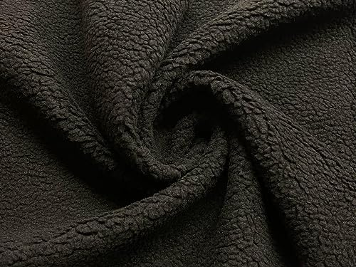 Tissu en fausse peau de mouton Sherpa Noir 5 m haut de gamme pour surcyclage et manteaux