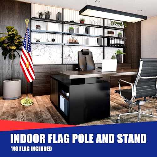 Super Tough Indoor Flag Pole Kit 7ft - Parade Ball - Gold Texture Base - Aluminum Flagpole with Brass Finish - Heavy Duty Inside House Flagstaff - Interior Shaft and Stand - No Ensign Included by Super Tough - Image 7