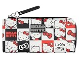 AI ACCESSORY INNOVATIONS Sanrio Hello Kitty Checkerboard Character Design Faux Leather Full Zip Wallet with Metal Hello Kitty Logo Badge
