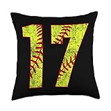 Fastpitch Softball Jersey Number Fan Favorites 17 Fast Pitch Love Softball Mom Favorite Player Throw Pillow, 18x18, Multicolor