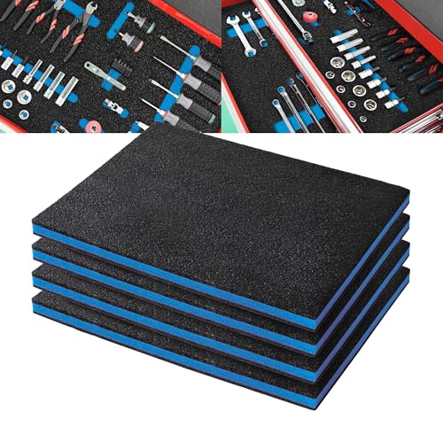 Precision Defined Espuma Shadow para Cajas y Herramientas - Negro/Azul (40,6 x 30,4 x 2,54 cm, Paquete de 4)