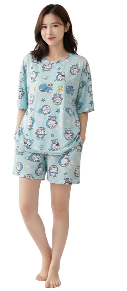 Women’s Cute Cartoon Print Night Suit Set | Soft Short Sleeve Top & Shorts Pajama Set | Comfortable Sleepwear Loungewear f... - Review, Price and Buying Guide