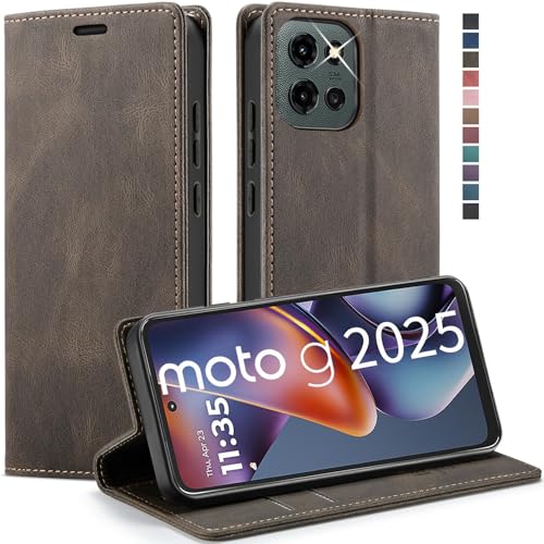 Moto G 5G 2025/5G 2026/Play 2026 Wallet Case with [RFID Blocking],Coffee