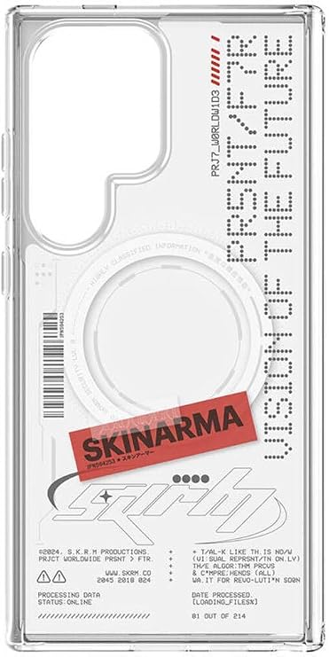 Magsafe Compatible Case for Galaxy S24 Ultra Orion Transparent with SkinArma Feature Text Pattern Airbag Design